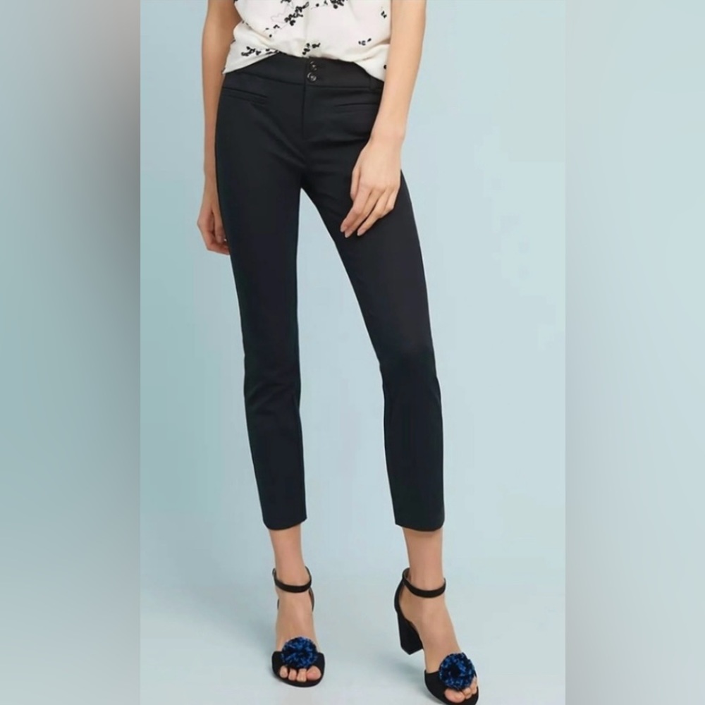 Anthropologie Essential Slim Black Trousers, Size 4.